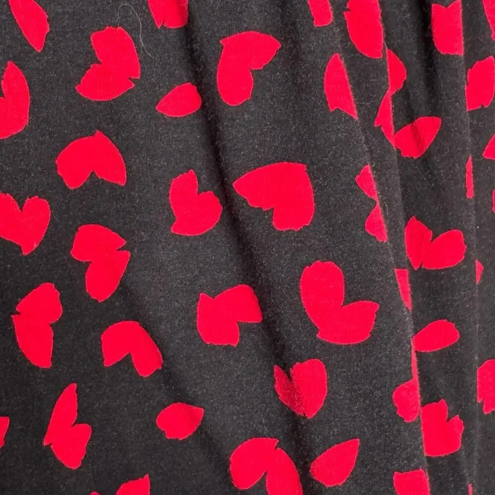 MICHAEL KORS Red Hearts and Bell Sleeves Black Top Size Medium